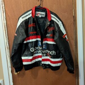 Dale Earnhardt Sr. Black & Red Racing Leather Jacket